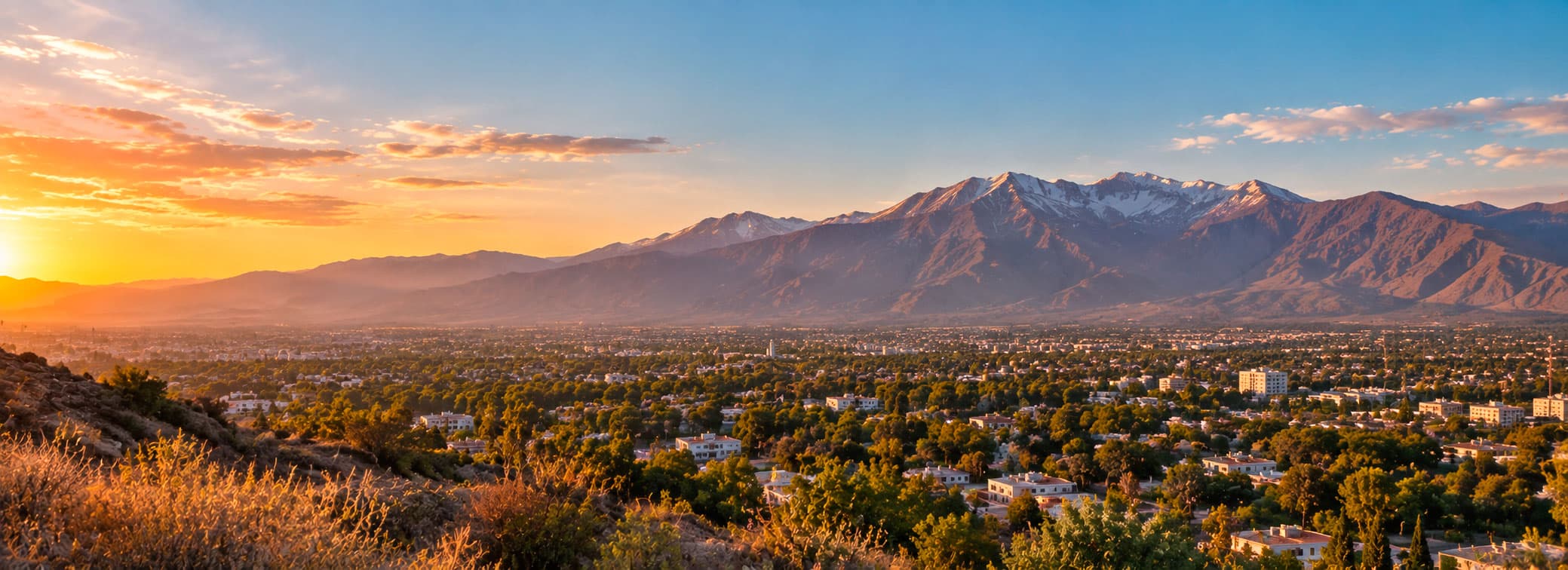 Vista de Guaymallén, Mendoza, con la cordillera de fondo